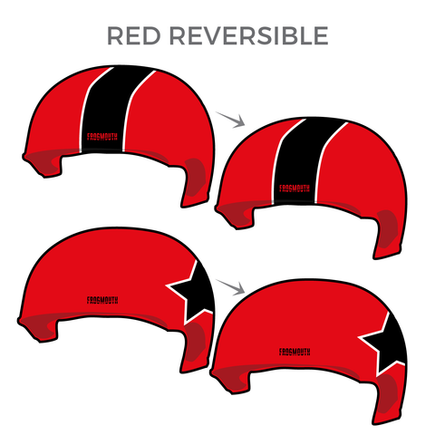 Omaha Rollergirls AAA Team: Two Pairs of 1-Color Reversible Helmet Covers (Red)