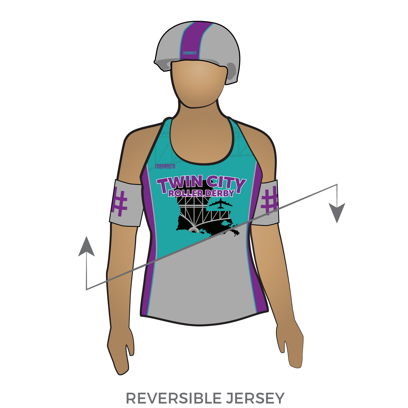 Twin City Roller Derby: Reversible Uniform Jersey (TealR/GrayR